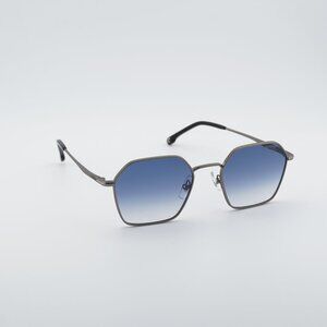 CARRERA 334/S 0R81 08 Sunglasses Ruthenium Geometric Frame, Blue Lenses